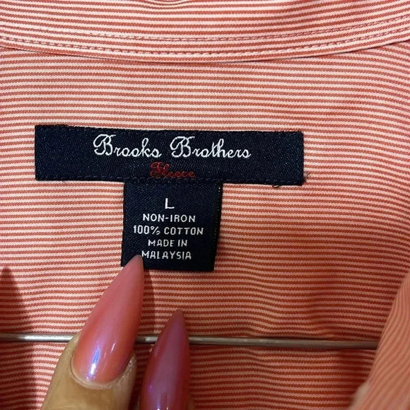 Brooks Brothers Orange White  Button Down Shirt Youth Church Easter Spring - Picture 4 of 7